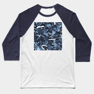 Navy Blue Papercut Shapes Baseball T-Shirt